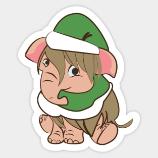 Elf-ephant Mammoth Chritsmas Sticker